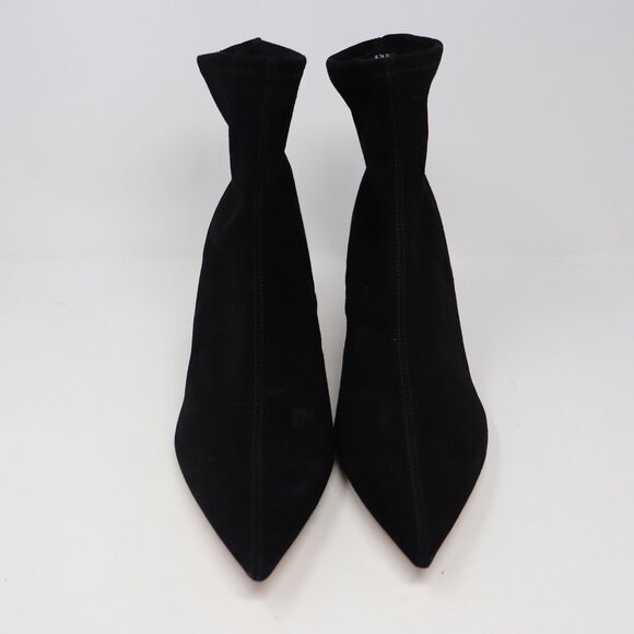 $350 Coach Restored Jade Bootie SUEDE BLACK POINTY GOLD "C" HEEL SOCK 11 - Picture 2 of 7